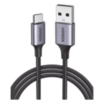 UGREEN 60128 – Cable USB-A a USB-C / 2 Metros (6.56 Pies) / 480 Mbps / Carga Rápida 18W / Nylon Trenzado / Aluminio
