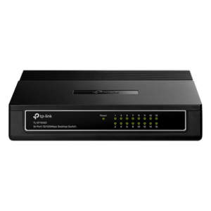 TP-LINK TLSF1016D – Switch de escritorio / 16 puertos RJ45 / 10/100 Mbps / Sin ventilador / 7.9 x 5.6 x 1.6 in