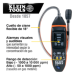 KLEIN TOOLS ET-120 – Detector de Fugas de Gas Combustible / 50-10,000 ppm / Sensor Electroquímico / Cuello Flexible 18'' (1.5 ft) / Alarma 85 dB