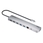 ATEN UH3240 – Dock Multipuerto USB-C / 11 en 1 / 8K@120Hz Single o Dual 4K@60Hz / PD 100W / USB 3.2 Gen 1 / Ethernet Gigabit / SD MicroSD / Aluminio / 8.66x1.57x0.63 in