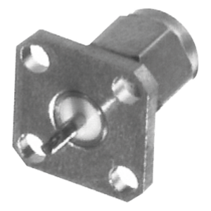 RF INDUSTRIES,LTD RSA-3231 – Conector SMA Macho / Montaje Panel 4 Perforaciones / Terminal Soldable / Níquel-Oro-Teflón