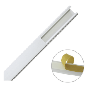 THORSMAN TMK-1720-CC – Canaleta PVC / 20 x 17 mm / Una Vía / 6 Pies (1.83 m) / Autoextinguible / Cinta Adhesiva / Blanco
