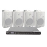 EPCOM PROAUDIO SF120DTB/4WSW – Kit Amplificador de Audio para Rack / 120W RMS / 4 Altavoces de Pared IP54 / Sistema 70/100V / 4 Entradas Micrófono / Bluetooth MP3 Tuner USB