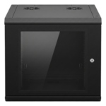LINKEDPRO SR-19-09-GN3G – Gabinete de Pared 9U / 19 in / Profundidad 635 mm (2.08 ft) / Carga 100 kg / Cristal Templado / Acero Reforzado