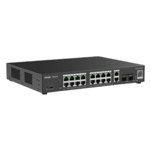 RUIJIE RG-ES220GS-P – Switch PoE Administrable / 16 Puertos Gigabit PoE+ / 2 SFP 1Gb / 250W / 40 Gbps / Gestión en la Nube