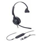 YEALINK UH42-SE-MONO-TEAMS-USB-C/A – Diadema USB Profesional / Mono / Cancelación de Ruido AI / Altavoz 35 mm / USB-C/A Plug-and-Play / Certificación Microsoft Teams