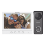 HIKVISION DS-KIS213 – Kit de Videoportero / Pantalla LCD 7" / Cámara Pinhole 1 Megapixel / 117° Gran Angular / Conexión 4 Hilos 100 m (328 ft) / Exterior Metálico