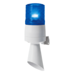 QLIGHT S60ADL-110-B – Luz LED de Advertencia / Patrones Fijo y Destellante / Buzzer 95 dB / 110 VCA / Diámetro 60 mm / Azul