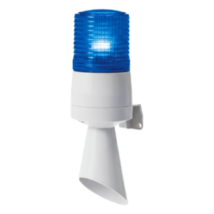 QLIGHT S60ADL-110-B – Luz LED de Advertencia / Patrones Fijo y Destellante / Buzzer 95 dB / 110 VCA / Diámetro 60 mm / Azul