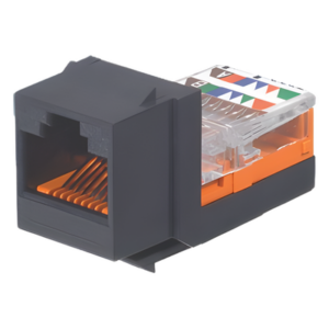 PANDUIT NK5E88MBLY – Conector Jack Keystone / Cat 5e / RJ45 / 8P8C / Leadframe / T568A/B / Sin Blindaje / 1 Puerto / Negro