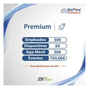 ZKTECO ZKT0820135 – Licencia de Software / Plataforma en la Nube / 500 Usuarios / 60 Dispositivos / Cifrado AES-256 / Licencia Anual