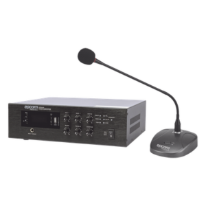 EPCOM PROAUDIO SFB240/MIC – Amplificador de Audio / 240W RMS / Sistema 70/100V / Bluetooth / MP3 / FM / Micrófono de Escritorio