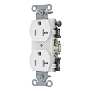 HUBBELL HUB-BR-20-WHI – Receptáculo Dúplex / 20 A / 125 V / 2 Polos 3 Hilos / Calibre 14-10 AWG / Montaje en Pared