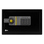 ASSA ABLOY MX86975 – Caja Fuerte Electrónica / Código Programable 3-8 Dígitos / Bloqueo Automático 5 Min / Acero Reforzado 2 Bulones / Alimentación 4 Pilas AA / Indicadores LED