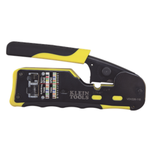 KLEIN TOOLS VDV226-110 – Ponchadora/Pelacables/Cortacables / Conectores Pass-Thru RJ45 / RJ11/RJ12 Estándar / Matraca Ciclo Completo / 28-22 AWG