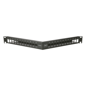 SIEMON 10GMXP-A1-24E – Patch Panel Angulado 10G MAX UTP / 24 Puertos Vacíos / 1U Rack 19" / Compatible Z-MAX® y UltraMAX™ / Color Negro / Administrador de Cable Integrado