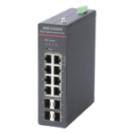 HIKVISION DS-3T1512HP-SI-8P4F – Switch Industrial Administrable PoE+ / 8 Puertos Gigabit PoE+ (4x90W + 4x30W) / 4 Puertos SFP / 300W Total / 300 m Alcance / -40°C a 75°C / 984 pies de Distancia