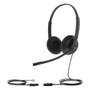 YEALINK YHS34-LITE-DUAL – Diadema Alámbrica / Dual / QD a RJ9 / Almohadillas Esponja / Cancelación Pasiva de Ruido / Brazo 330°
