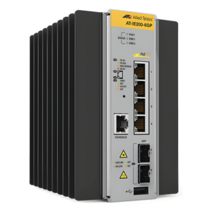 ALLIED TELESIS AT-IE200-6GP-80 – Switch Industrial Administrable Capa 2 de 4 Puertos 10/100/1000 Mbps + 2 Puertos SFP, 120 W