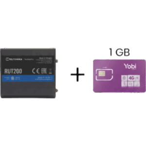TELTONIKA RUT200+1GBYOBI – Router Celular Industrial / 4G LTE Cat 4 150 Mbps / Wi-Fi 2.4 GHz / 2 Puertos Ethernet / Operación -40°C a 75°C / Gestión RMS