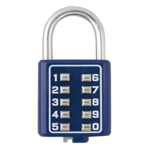 PHILLIPS-ASSA ABLOY MX7686 – Candado Digital de Combinación / No Requiere Llave / Cuerpo 35 mm y 40 mm / Gancho de Acero Cromado / 4-5 Dígitos / Color Azul