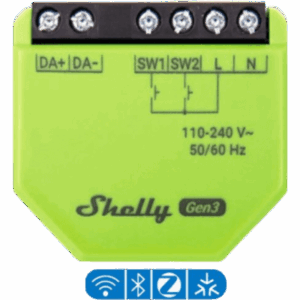 SHELLY SHELLYDALIDIMGEN3 – Gateway DALI 2 / Controlador Monomaestro / Wi-Fi / BLE / 110-240 VAC / Bus 16 V / KNXnet/IP