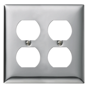 RACO HUB-SCH-82 – Tapa para Contacto Dúplex / 2 Receptáculos / Montaje Vertical / Cromo / Certificación UL