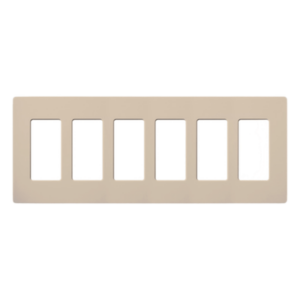 LUTRON ELECTRONICS SC6TP – Placa de Pared 6 Espacios / Diseño Screwless / Apertura Tipo Diseñador / Acabado Satinado Taupe