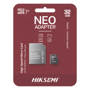 HIKSEMI by HIKVISION HS-TF-C1/32G/NEO/A – Memoria microSD / 32 GB / Clase 10 / Lectura 92 MB/s / Escritura 50 MB/s / NAND TLC / Adaptador SD Incluido
