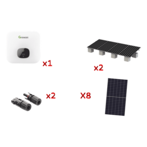 GROWATT MIN5000KIT1 – Kit Solar de Interconexión / 5 kW 220 Vca / 8 Paneles de 645 W / Inversor Híbrido / Montaje Estructural Incluido