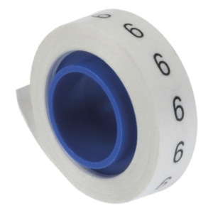 PANDUIT PMDR-6 – Rollo de Etiquetas Marcadoras / Pre-Impresas Número 6 / Poliéster / 2.4 m (7.87 ft) / Fondo Blanco