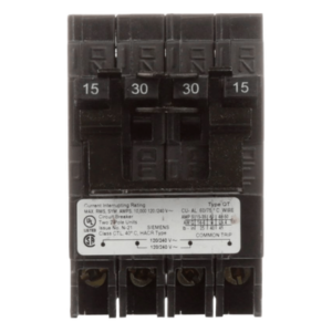 SIEMENS Q23030CT2 – Interruptor Automático Cuádruple Enchufable / 2 Polos Dobles / 30-30 A / 120/240 VCA / 10 kA de Capacidad Interruptiva