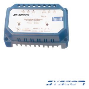 SYSCOM SCT120MC – Controlador Solar con Temporizador / 12 Vcc / 20 A / Temporización 30 min a 12 h / Protección Bajo Voltaje 10 Vcc / Regulación Carga 12.70 a 14.40 Vcc / Indicadores LED
