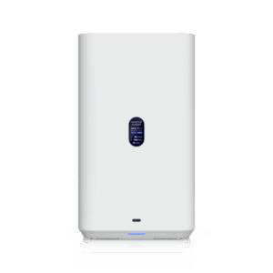 UBIQUITI UNAS-2-W – NAS Compacto de Escritorio / 2 Bahías 3.5" SATA / Puerto 2.5 GbE / USB-C 5 Gbps / PoE++ 60 W / Pantalla LCD 1.47"