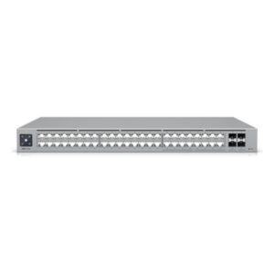 UBIQUITI USW-PRO-MAX-48 – Switch Administrable Capa 3 / 48 Puertos RJ45 (16 × 2.5 GbE + 32 × 1 GbE) / 4 Puertos SFP+ 10G / Capacidad 224 Gbps / Pantalla LCD Táctil 1.3" / Etherlighting™ / RPS DC