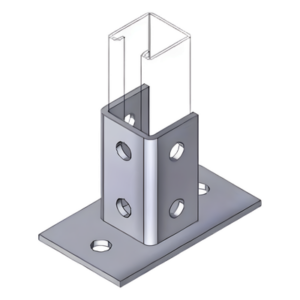 ANCLO ANC-HN01 – Base de Montaje Cuadrada / 4 Perforaciones / Acero Galvanizado / Perfil Sencillo Industrial