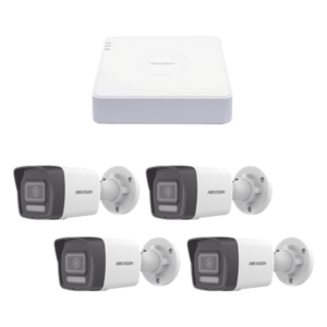 HIKVISION KIPCV2M/4B – Kit de Videovigilancia IP / 2 Megapixel / NVR 4 Canales PoE / 4 Cámaras Bala / ColorVu Lite / Audio Integrado