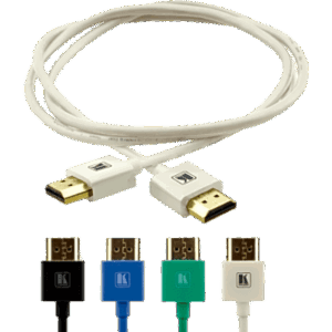 KRAMER C-HM/HM/PICO/WH-10 – Cable HDMI Ultra Delgado Alta Velocidad con Ethernet | 4K@60Hz (4:2:0) | 18Gbps | Conector HDMI Delgado 16 mm (0.63 in) | Radio de Curvatura 36 mm (1.42 in) | Triple Blindaje | Conectores Chapados en Oro 24K | 3 mts | Blanco