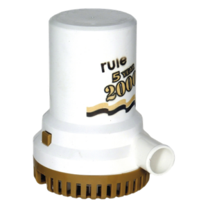 RULE 09R – Bomba sumergible de achique / 2000 GPH / 12 VCD / Motor con protección térmica / Eje acero inoxidable / 7570 litros por hora