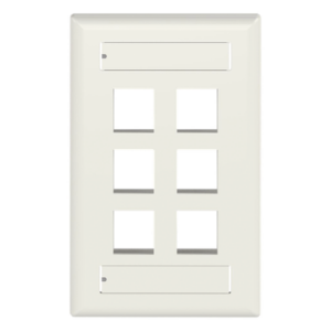 PANDUIT NK6FIWY – Placa de Pared Vertical / 6 Puertos Keystone / Blanco Mate / 2.75 x 4.5 pulg.