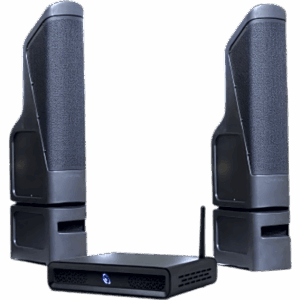 TRUAUDIO D2T/2TT10 – Kit Sonido Exterior / Amplificador 2 Canales / Line Array 200W / HDMI eARC / Bluetooth 5.3 / IP56 / Cobertura 9.1 m (30 ft)