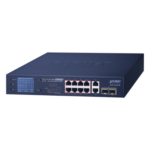 PLANET GSD-1222VHP – Switch PoE No Administrable / 8 Puertos Gigabit RJ45 / 2 Uplink Gigabit / 2 SFP / PoE 802.3af/at 32W / Presupuesto 120W / Extender 250 m (820 ft) / Pantalla LCD