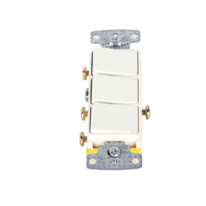 HUBBELL HUB-RCD-111W – Interruptor Residencial / 15 A / 120 V CA / 3 Polos Unipolares / Cableado Lateral / 49 pies