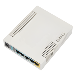 MIKROTIK RB951UI-2HND – RouterBoard / 5 Puertos Fast Ethernet / WiFi 2.4 GHz 802.11b/g/n / 1000 mW / PoE Pasivo Salida / CPU 600 MHz