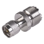 RF INDUSTRIES,LTD RFU-621 – Adaptador Coaxial en Línea / Mini UHF Macho a UHF Hembra (SO-239) / Cuerpo Níquel / Contacto Oro / Aislante Teflón