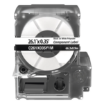 PANDUIT C261X035Y1M – Casete de Etiquetas / Poliéster No Adhesivo / 100 Etiquetas / 2.61 x 0.35 pulg. / 66.3 x 8.9 mm / Identificación 4 Puertos / Blanco