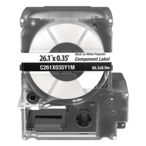 PANDUIT C261X035Y1M – Casete de Etiquetas / Poliéster No Adhesivo / 100 Etiquetas / 2.61 x 0.35 pulg. / 66.3 x 8.9 mm / Identificación 4 Puertos / Blanco