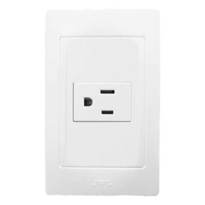 JWJ JTL-B72-22 – Contacto Sencillo / 127 V~ 60 Hz / 15 A / 2P+T / 11.8 x 7.8 x 3 cm / 4.6 x 3.1 x 1.2 in / Blanco