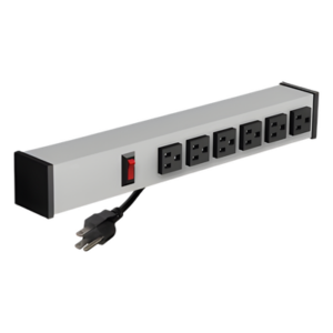 Winsted 30-701 – Toma corriente para rack / 6 terminales / 15A / 120V / Protección contra sobrecargas / UL94-V0 / EIA-310