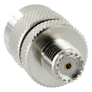 RF INDUSTRIES,LTD RFU-626 – Adaptador RF / Mini UHF Hembra a UHF Macho (PL-259) / Montaje en Línea / Cuerpo Níquel / Contacto Oro / Aislante Teflón